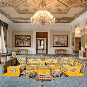 U Förmiges orientalisches Sofa Set, Terrasse Palettensofa, Bodenkissen, Arabische Majlis, Türkisches Boden Sitzset