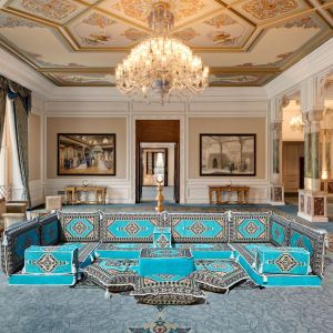 U Förmiges orientalisches Sofa Set, Terrasse Palettensofa, Bodenkissen, Arabische Majlis, Türkisches Boden Sitzset